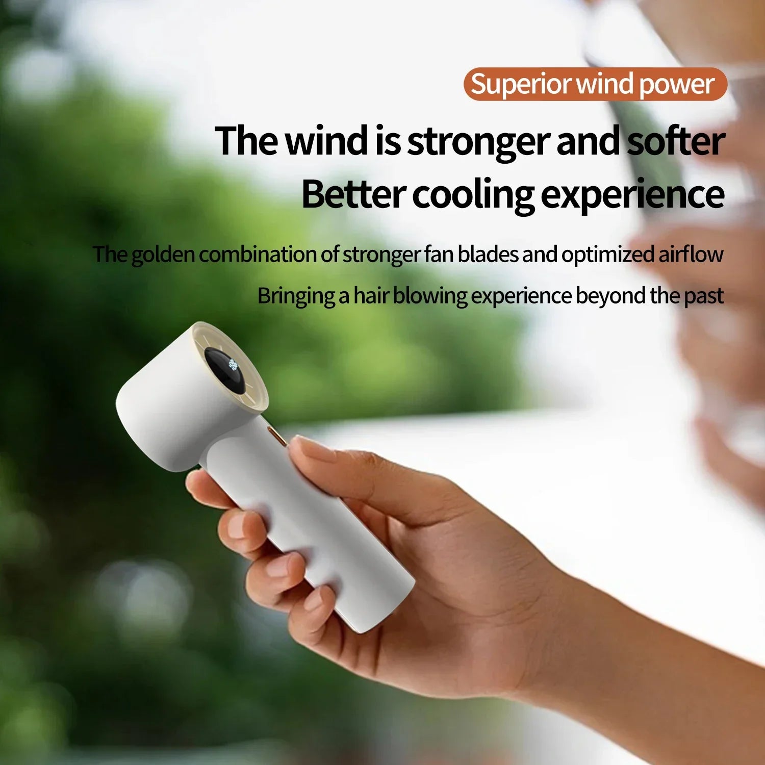 100-Speed Handheld Fan - 2000mAh USB Rechargeable Mini Fan w/ Digital Display, Portable Cooling for Outdoor, Office & Travel