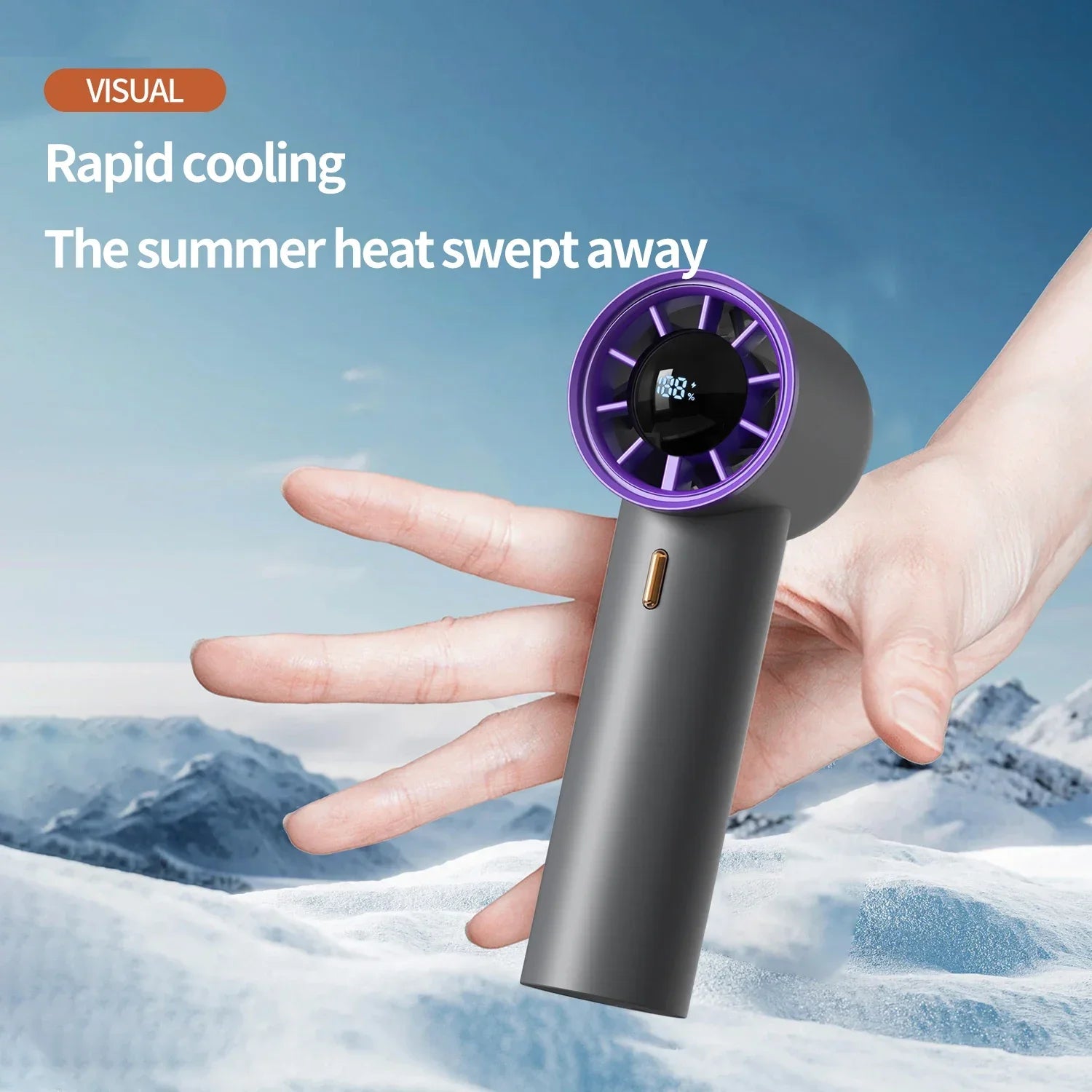 100-Speed Handheld Fan - 2000mAh USB Rechargeable Mini Fan w/ Digital Display, Portable Cooling for Outdoor, Office & Travel