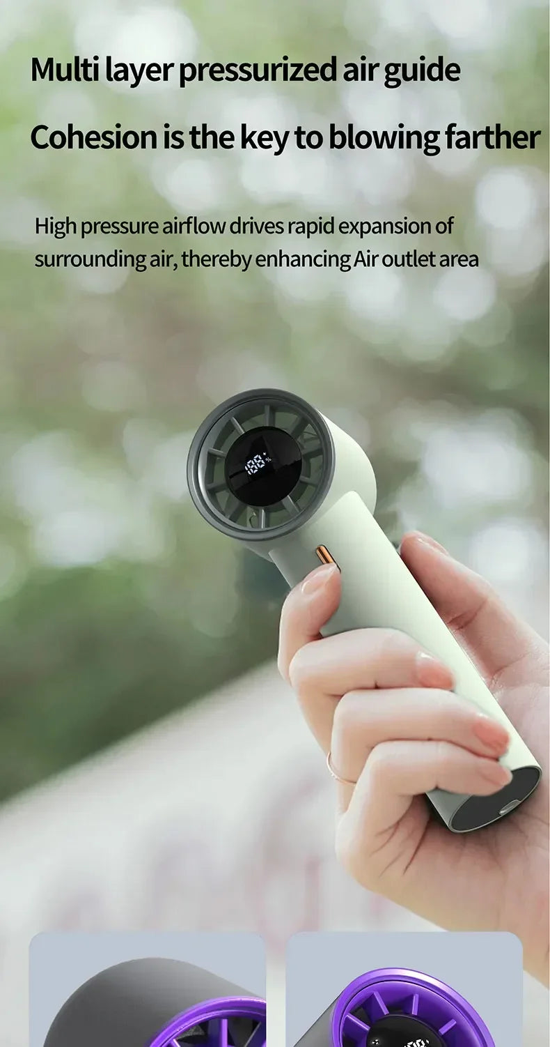 100-Speed Handheld Fan - 2000mAh USB Rechargeable Mini Fan w/ Digital Display, Portable Cooling for Outdoor, Office & Travel